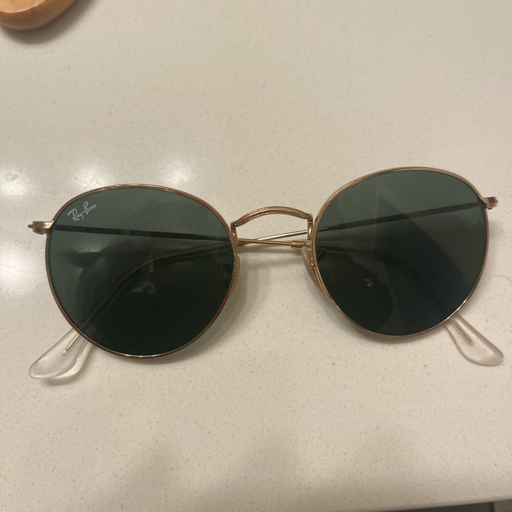 Ray-Ban Gold Frame Sunglasses with Green Lenses